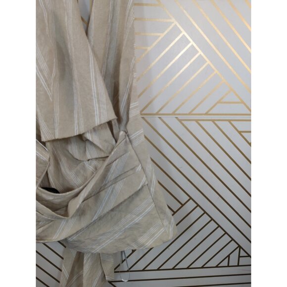 Zara Women's Halter Tan Stripe Sleeveless Ruched Crop Top Tie Front Size XS - Picture 5 of 7